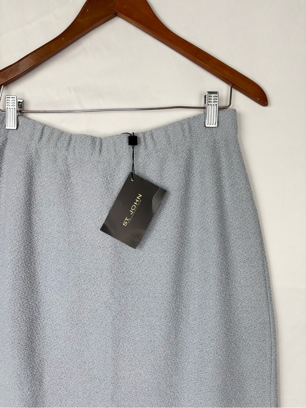 NEW Vintage St John Collection Knit Midi Skirt Size 8 Blue USA Wool - Picture 2 of 6